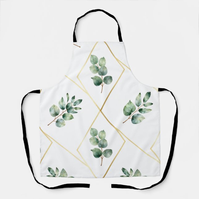 Tablier Motif géométrique doré eucalyptus (Recto)