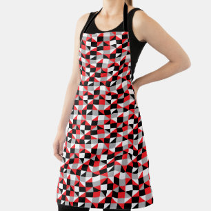 Tablier Motif géométrique moderne noir gris rouge