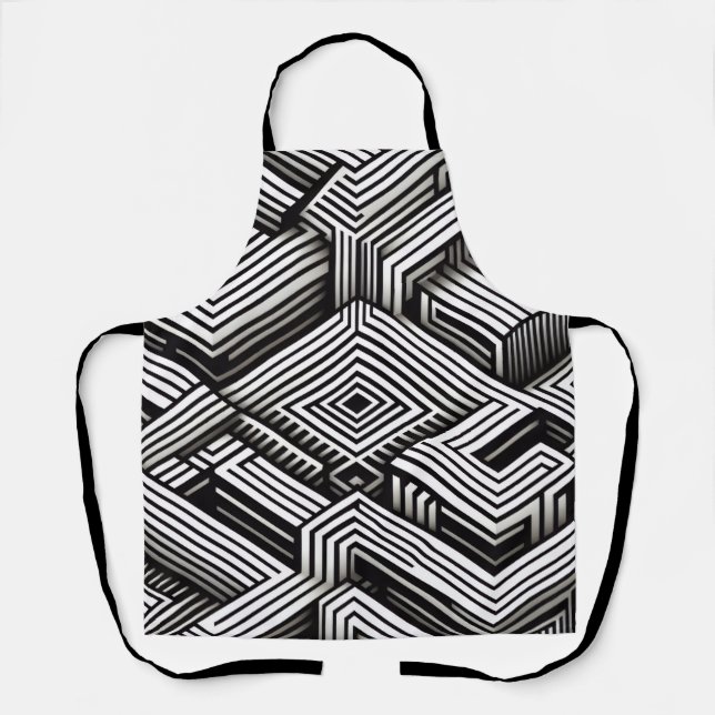 Tablier Motif géométrique monochrome abstrait moderne et a (Recto)