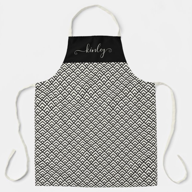 Tablier Motif géométrique noir et blanc (Recto)