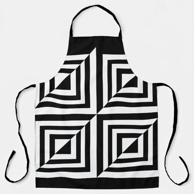 Tablier Motif géométrique noir et blanc (Recto)