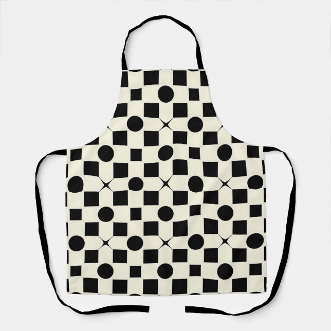 Tablier Motif géométrique noir et blanc avec cercles (Recto)