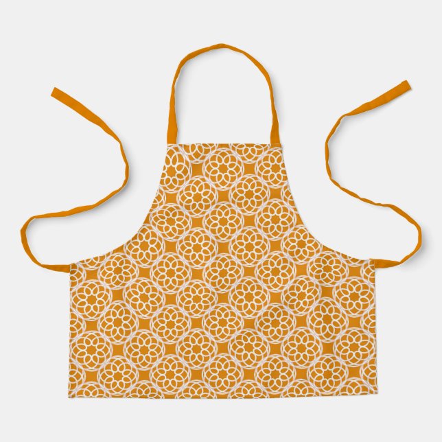 Tablier Motif géométrique orange et blanc sans couture (Recto)