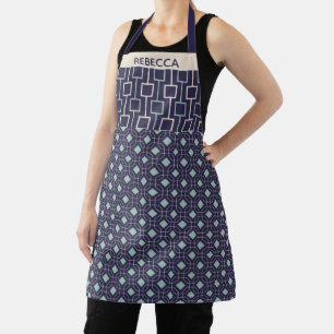 Tablier Motif géométrique personnalisé bleu marine moderne