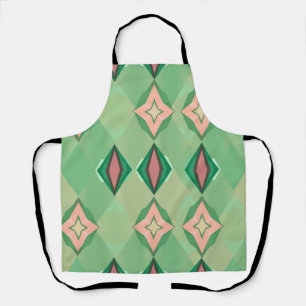 Tablier Motif géométrique rétro vert rose diamant étoile