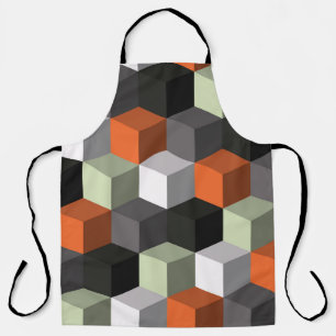 Tablier Motif géométrique transparent avec cubes et volume