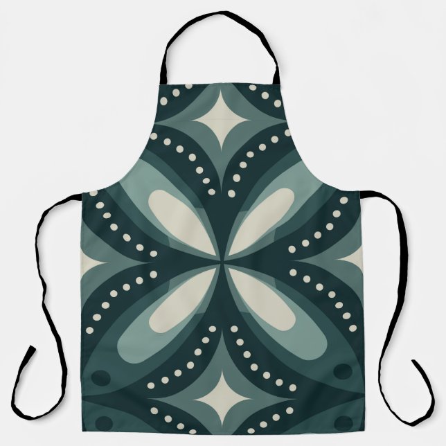 Tablier Motif géométrique vert rétro (Recto)