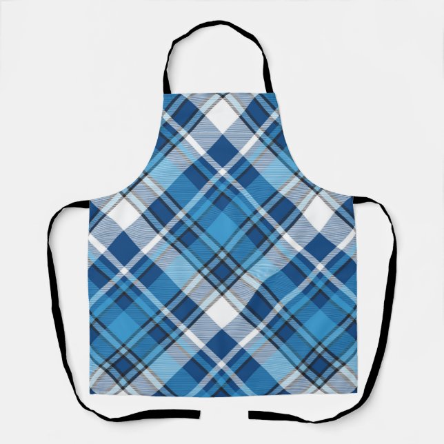 Tablier Motif géométrique Vintage tendance bleu (Recto)