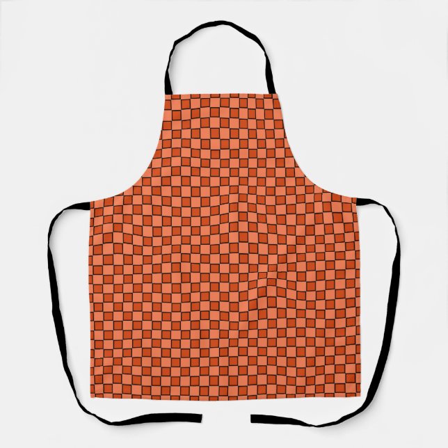 Tablier Motif Gingham à carreaux orange et noir (Recto)