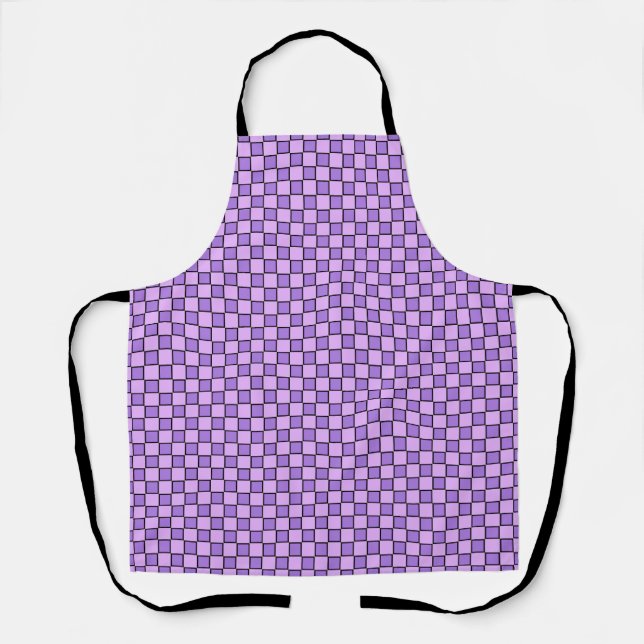 Tablier Motif Gingham à carreaux rose violet (Recto)