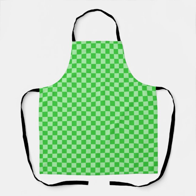Tablier Motif Gingham à Damier Vert (Recto)