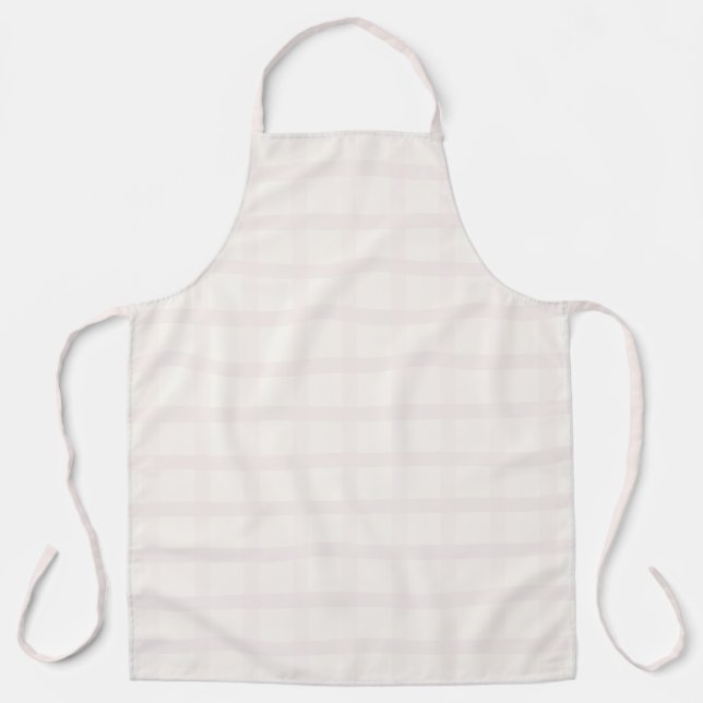 Tablier Motif Gingham Blanc Crème et Champagne Rose (Recto)
