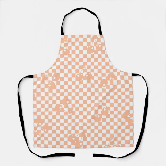 Tablier Motif Gingham Cerise Fuzz pêche (Recto)