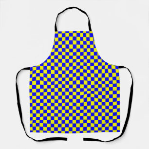 Tablier Motif Gingham Damier Bleu Jaune