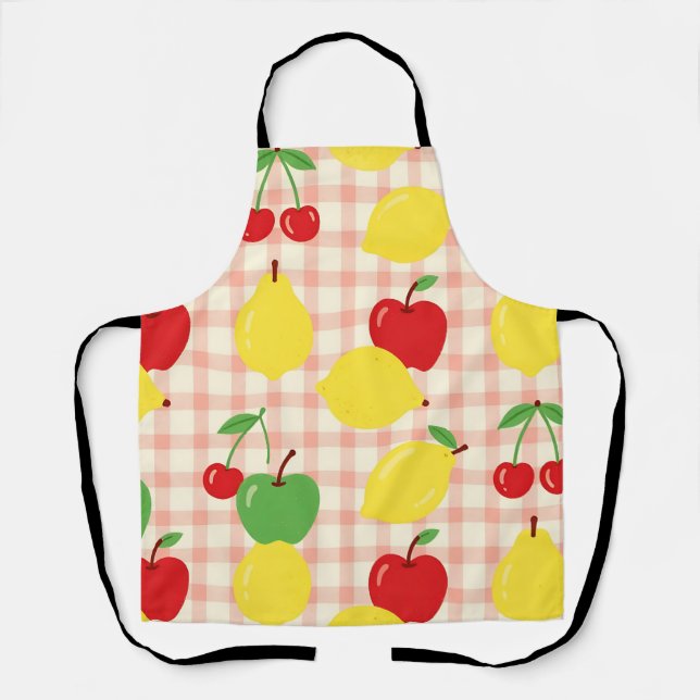 Tablier Motif Gingham de Fruits Mignons (Recto)