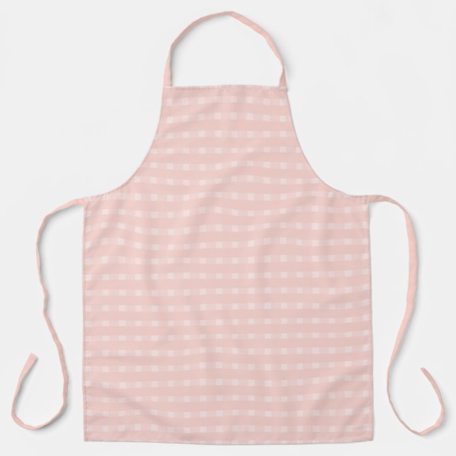 Tablier Motif Gingham en rose fuchsia et pêche pastel (Recto)