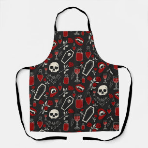 Tablier Motif gothique de vampire R Pivoines Chauves-sou