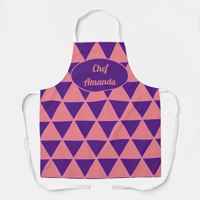 Tablier Motif graphique moderne triangle avec nom (Recto)