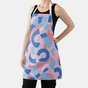 Tablier Motif gribouillé rose et bleu