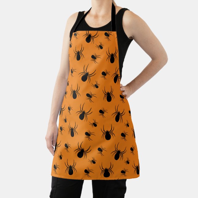 Tablier Motif Halloween araignées Noir et Orange (Insitu)