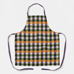 Tablier Motif Halloween vert, violet et noir en vichy