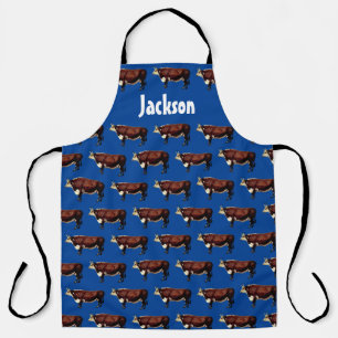 Tablier Motif Hereford Bull sur Blue