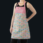 Tablier Motif Herringbone moderne - Or bleu rose<br><div class="desc">Une motif colorée dans les tons rose,  or et bleu. Ajoutez votre nom pour personnaliser cet tablier. Un design coloré avec un coeur mignon pour rendre le monogramme spécial.</div>