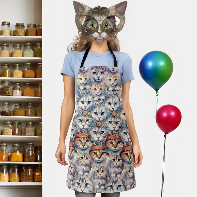 Tablier Motif hexagonal de visages de chat (Créateur téléchargé)