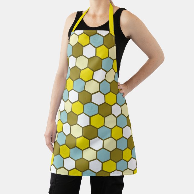 Tablier Motif hexagonal en jaune, vert et bleu (Insitu)