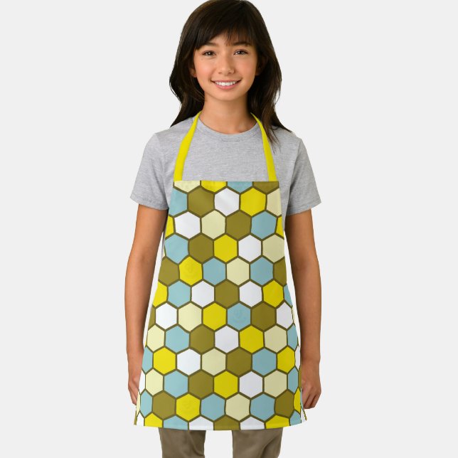 Tablier Motif hexagonal en jaune, vert et bleu (Insitu)
