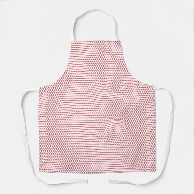 Tablier Motif Hexagone Rouge Blanc (Recto)
