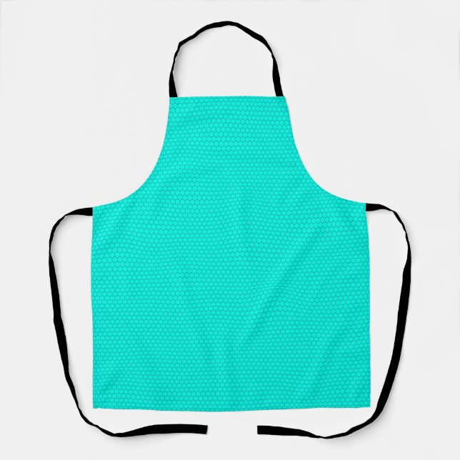 Tablier Motif Hexagone Turquoise Sarcelle (Recto)