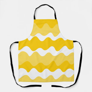 Tablier Motif horizontal jaune et blanc ondulé