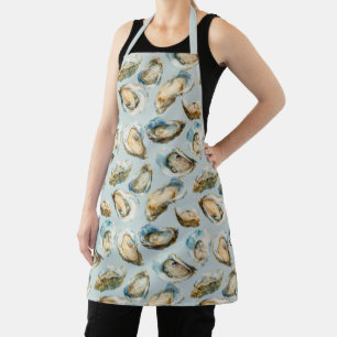 Tablier Motif huîtres bleu clair chic
