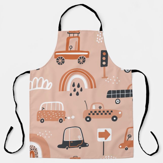 Tablier Motif impeccable avec des voitures de jouets. Cart (Recto)