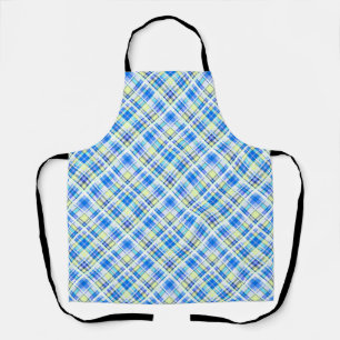 Tablier Motif imprimé à carreaux jaune et bleu clair