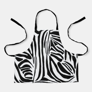 Tablier Motif Imprimé Zèbre Noir et Blanc Gras