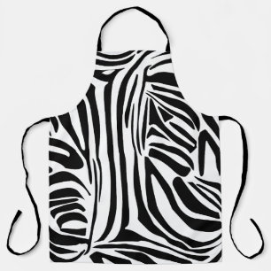 Tablier Motif Imprimé Zèbre Noir et Blanc Gras