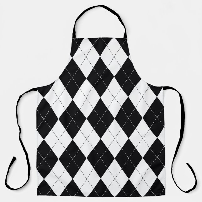 Tablier motif Jacquard sans couture en noir et blanc. Géom (Recto)
