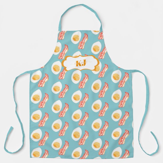Tablier Motif Jolis Bacon & Œufs | Monogramme (Recto)