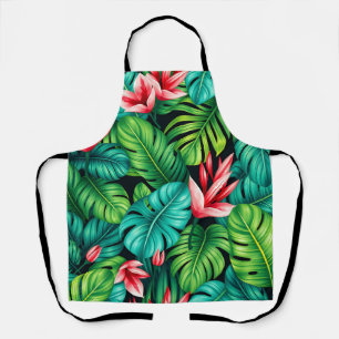 Tablier Motif Jungle Tropical Monstera Heliconia