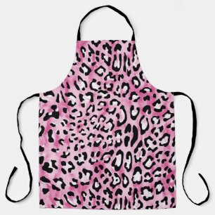 Tablier Motif Léopard Blanc Rose.