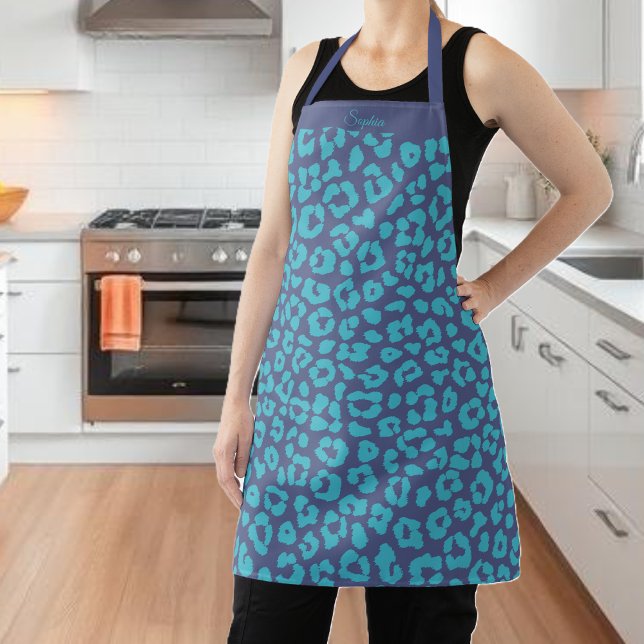 Tablier Motif léopard-bleu (Leopard Pattern-Blue- Apron )