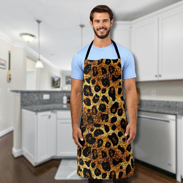 Tablier Motif Léopard Marron Doré Pailleté Luxe (Créateur téléchargé)