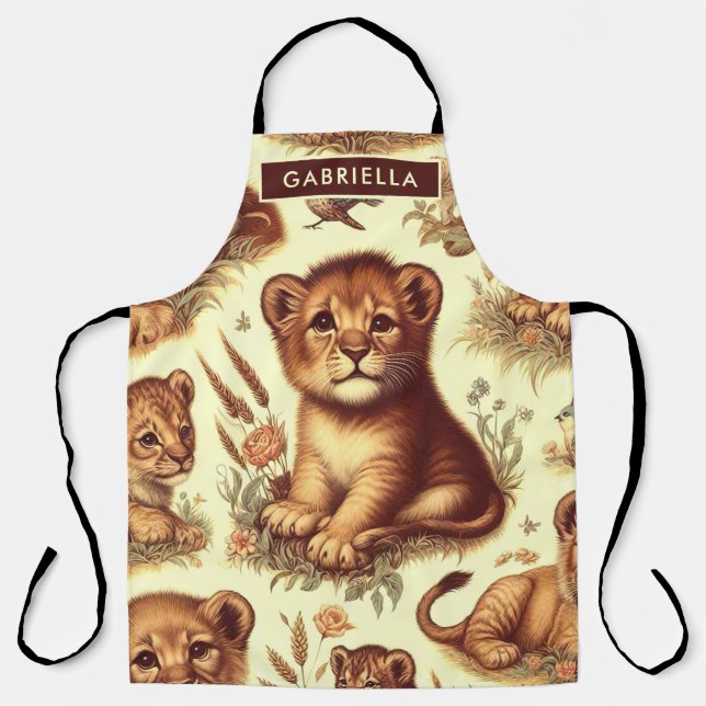 Tablier Motif Lion vintage mignon bébé (Recto)