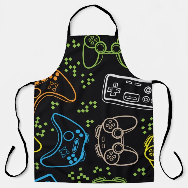 Tablier Motif lumineux sans couture avec joysticks. (Recto)