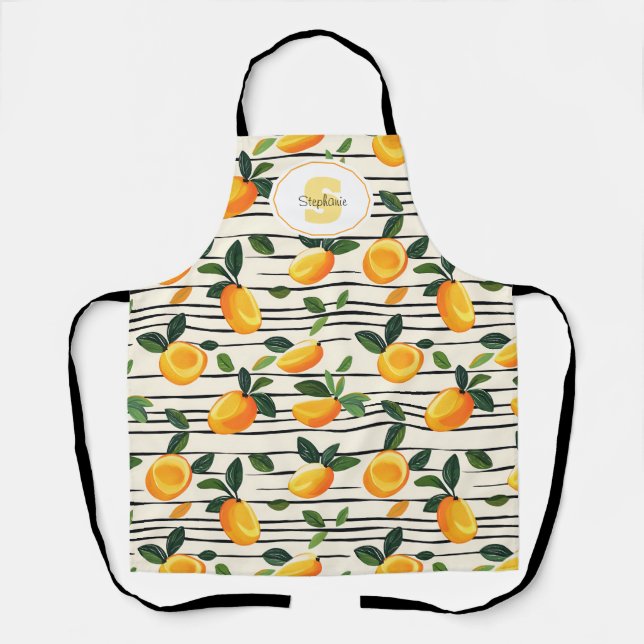Tablier Motif Mango Aquarelle avec Feuilles verts (Recto)