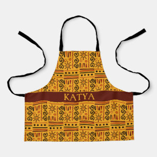 Tablier Motif minimal Brown tribal jaune