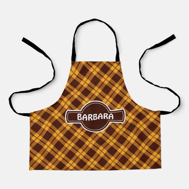 Tablier Motif minimal de crème Brown plaid (Recto)