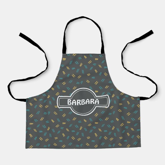 Tablier Motif minimal Doodle Grey Blue (Recto)